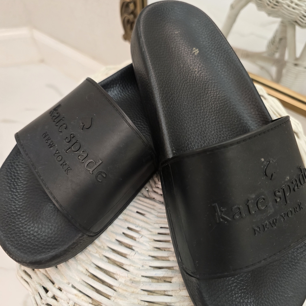 Kate Spade Black Logo Slide Sandals